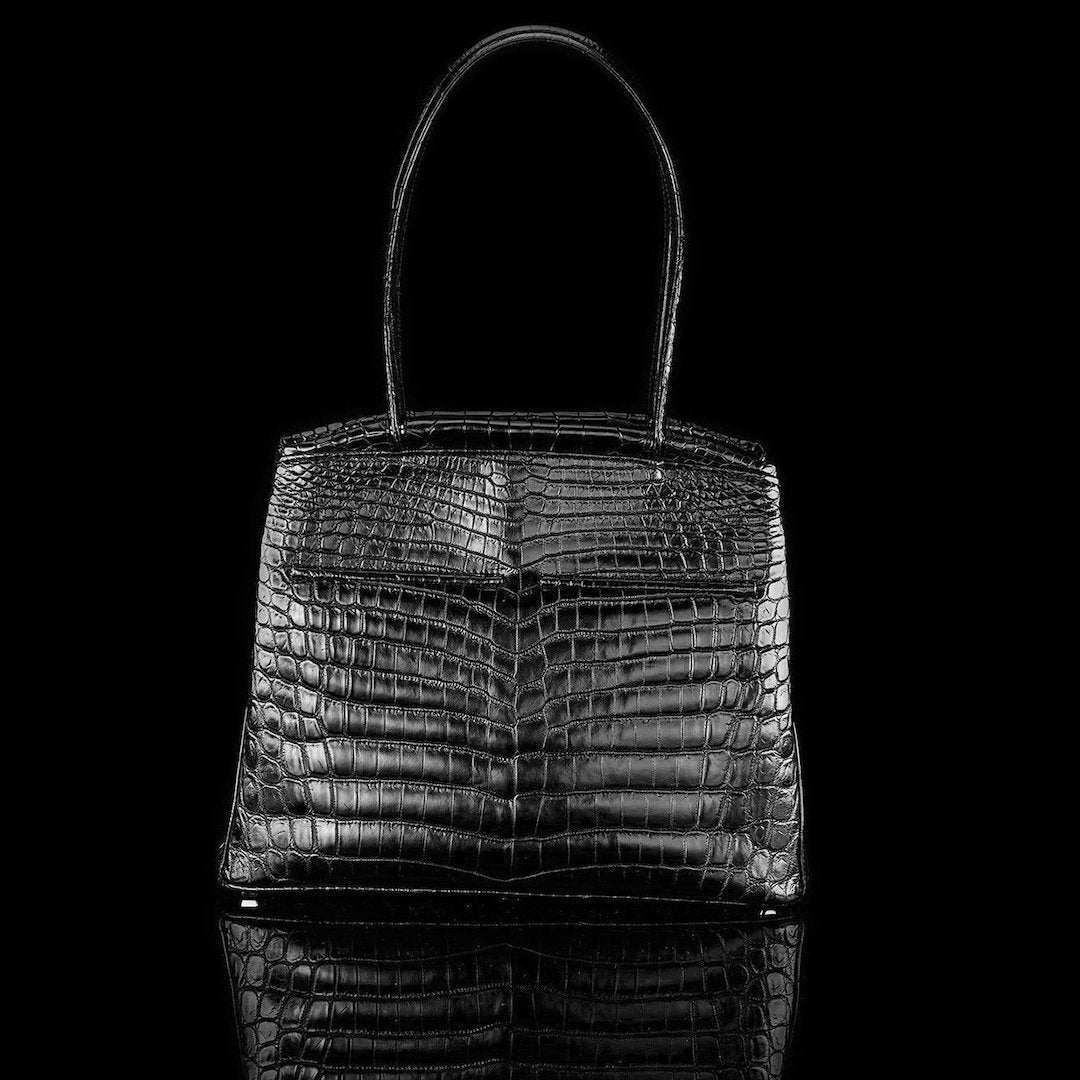 Exotic Niloticus Crocodile Satchel Black Crawford - Darby Scott