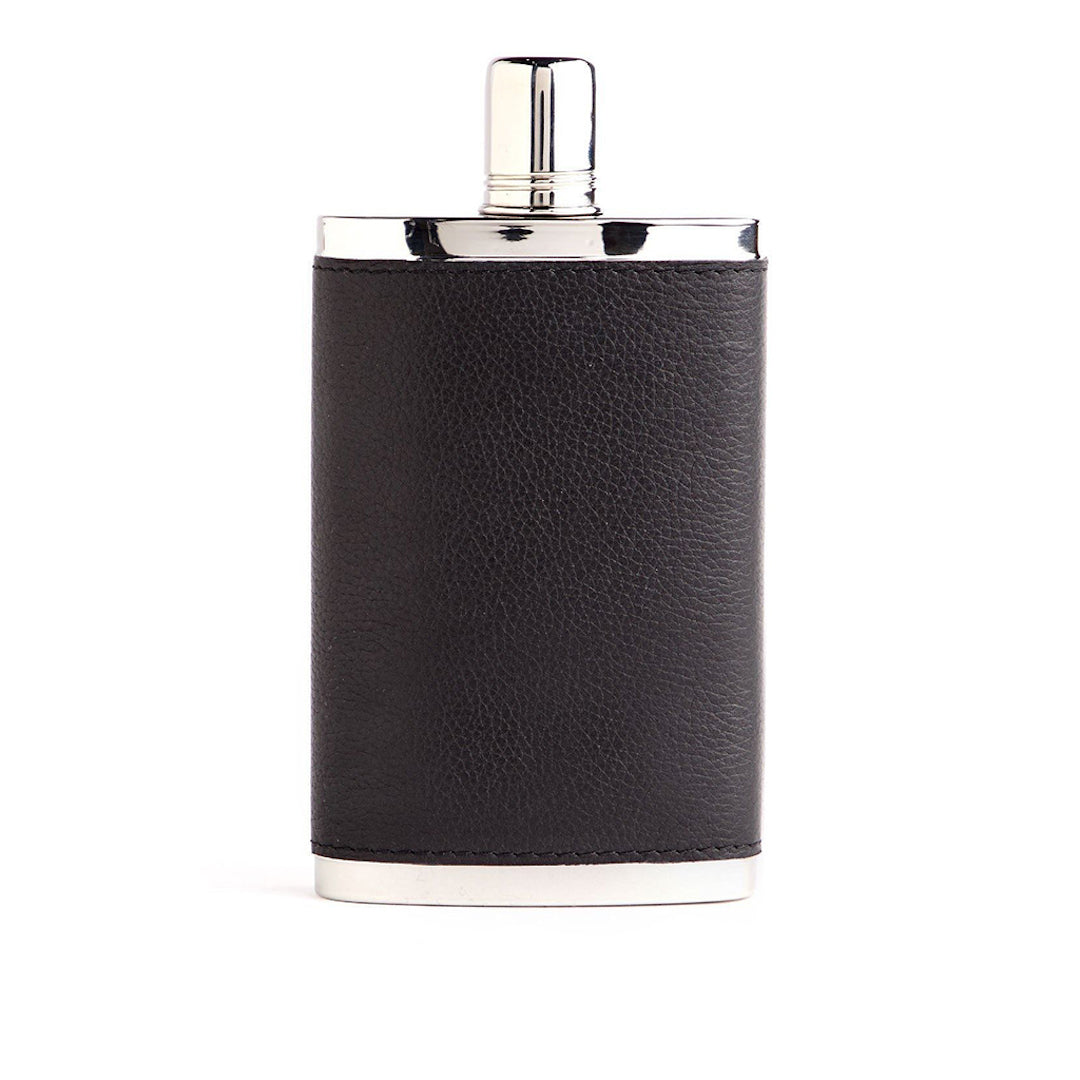 Hip Flask, 9 Oz., Black Leather | Darby Scott