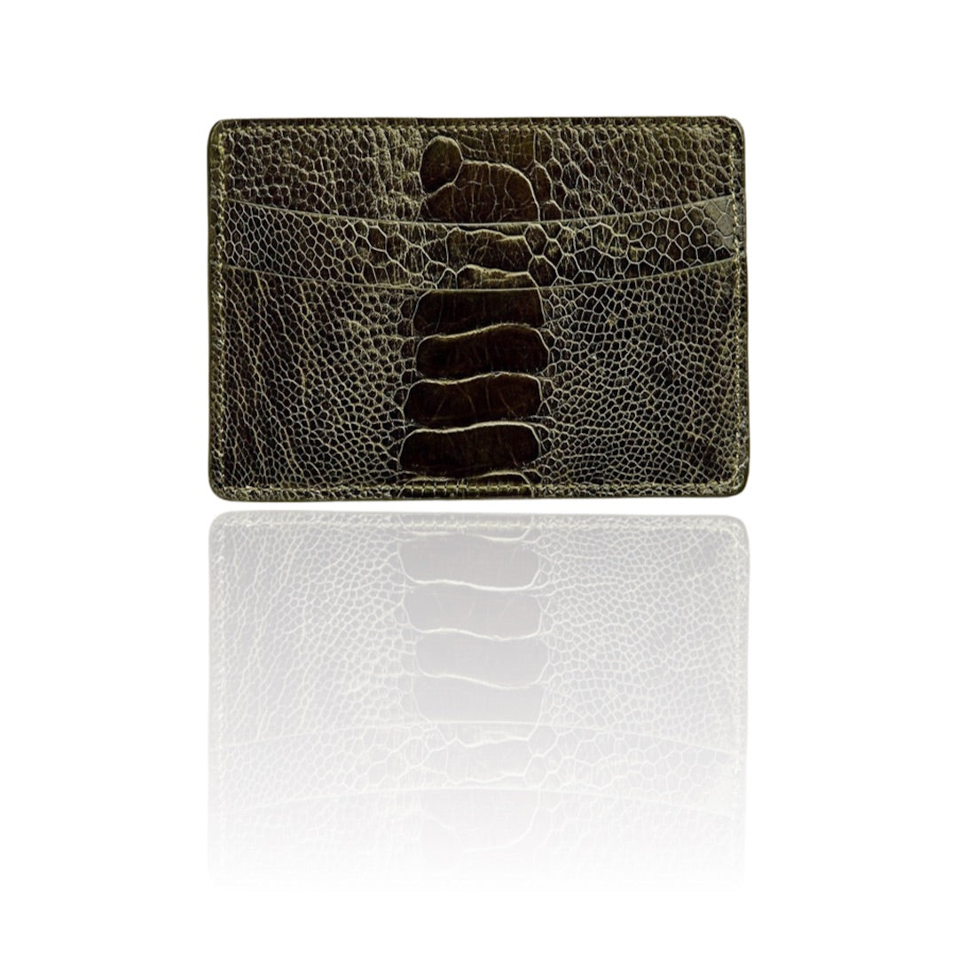 Green Ostrich Leg Credit Card Case - Darby Scott