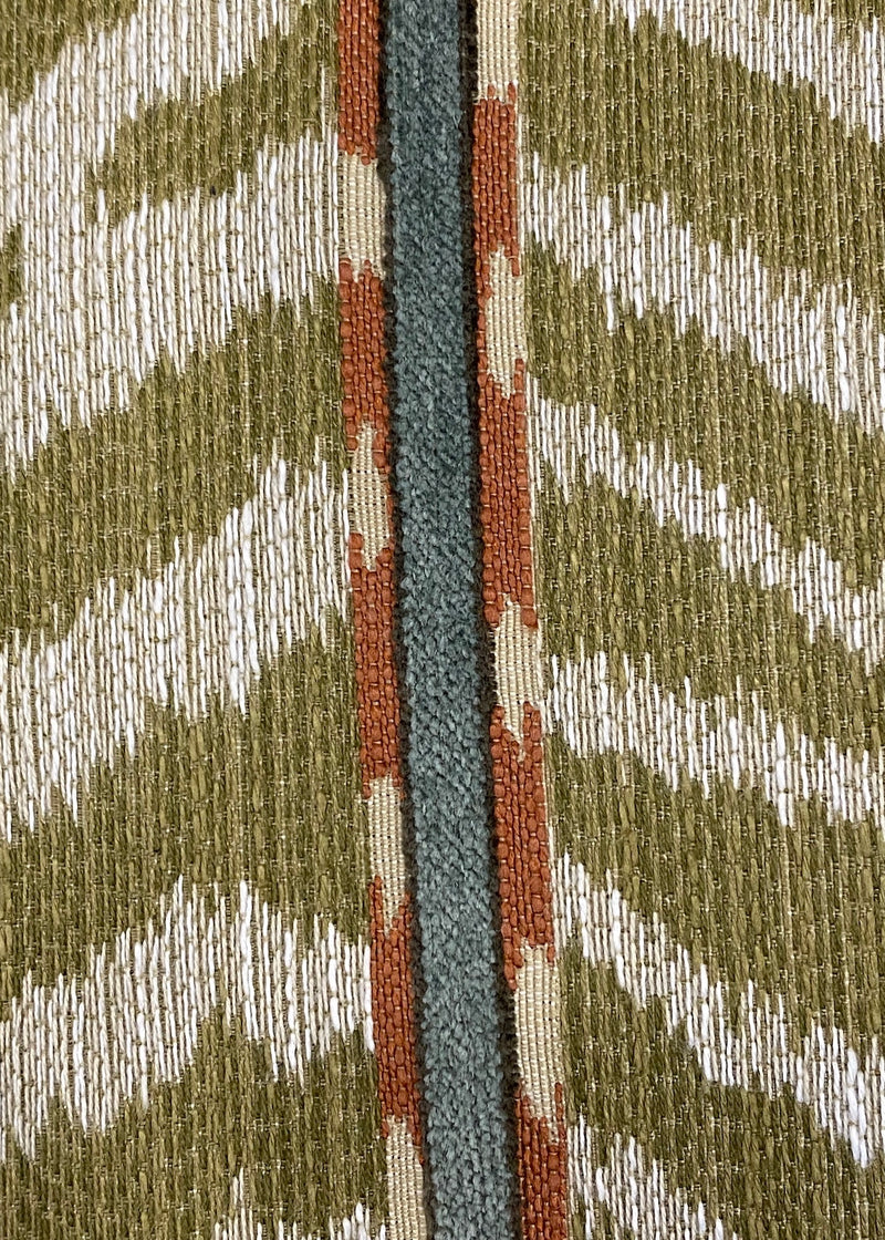 Detail view of chevron pattern on throw pillow