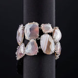 Faceted Grey Agate gemstones  prong set in white gold plated brass - Darby Scott