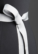 Close up of Silver Silk Grosgrain Ribbon Belt, Narrow - Darby Scott