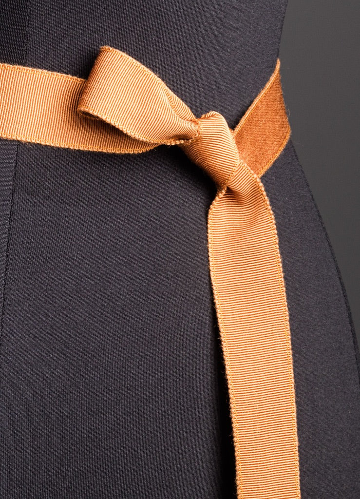 Close up of Terracotta Silk Grosgrain Ribbon Belt, Narrow - Darby Scott