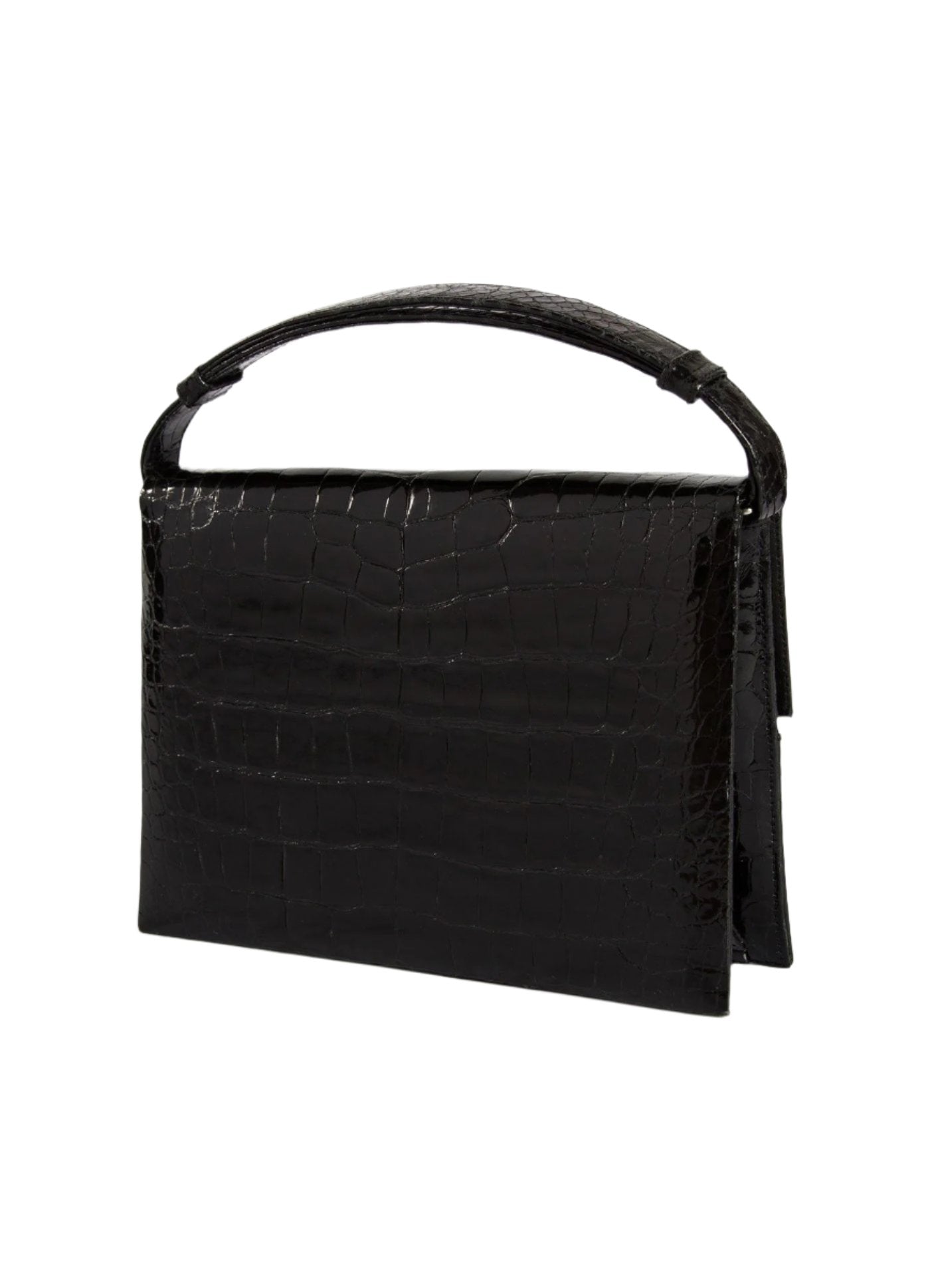 Back view of Black Crocodile Grommet Handbag, Mini - Darby Scott