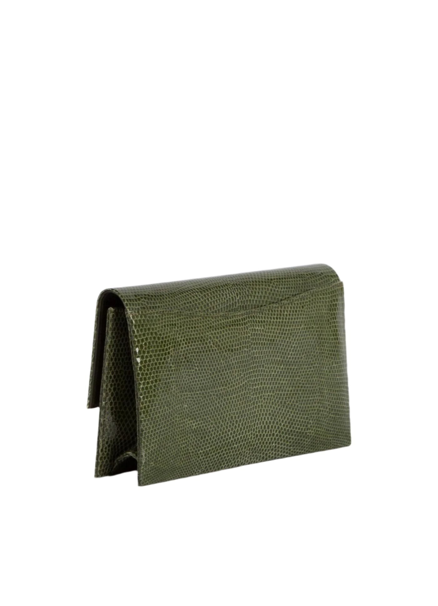 Back view of Green Lizard Mini Fold Over Clutch - Darby Scott