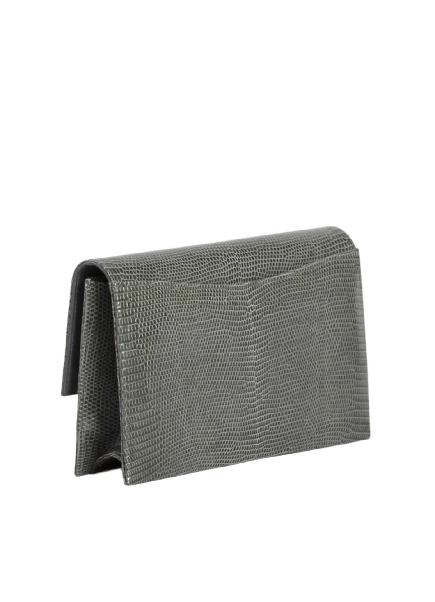 Back view of Slate Lizard Mini Fold Over Clutch - Darby Scott