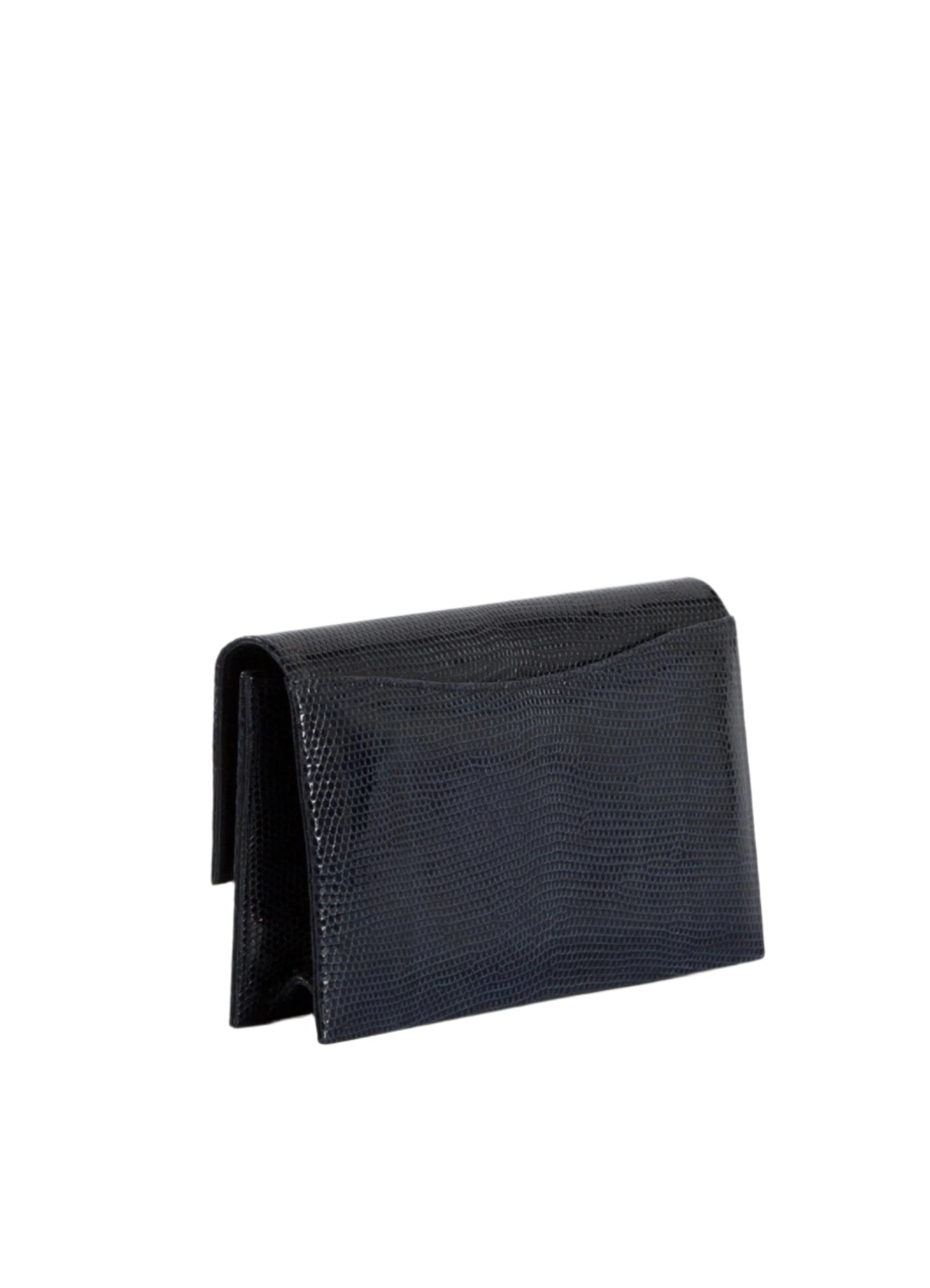 Back view of Navy Lizard Mini Fold Over Clutch - Darby Scott