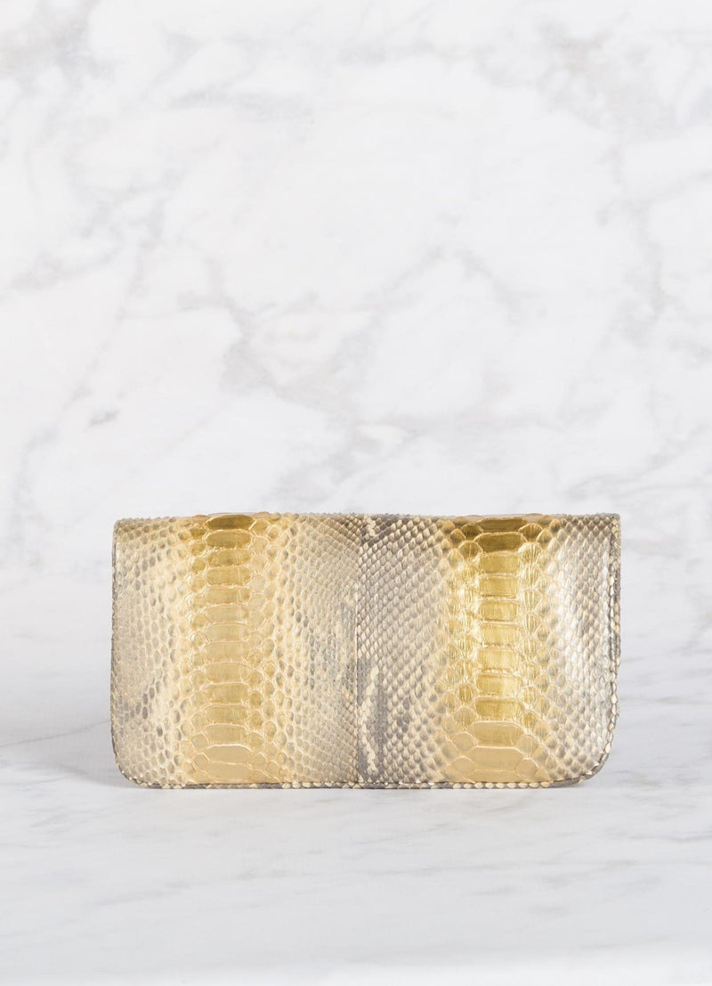 Back view of Gold Wash Python Convertible Clutch - Darby Scott 