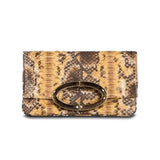 Gold & Brown Python Convertible fold over Clutch - Darby Scott