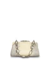 Pearl Ring Lizard Chain & Jewel Micro Handbag, Front View - Darby Scott