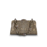 Tan Ring Lizard Chain & Jewel Micro Handbag, Front View - Darby Scott