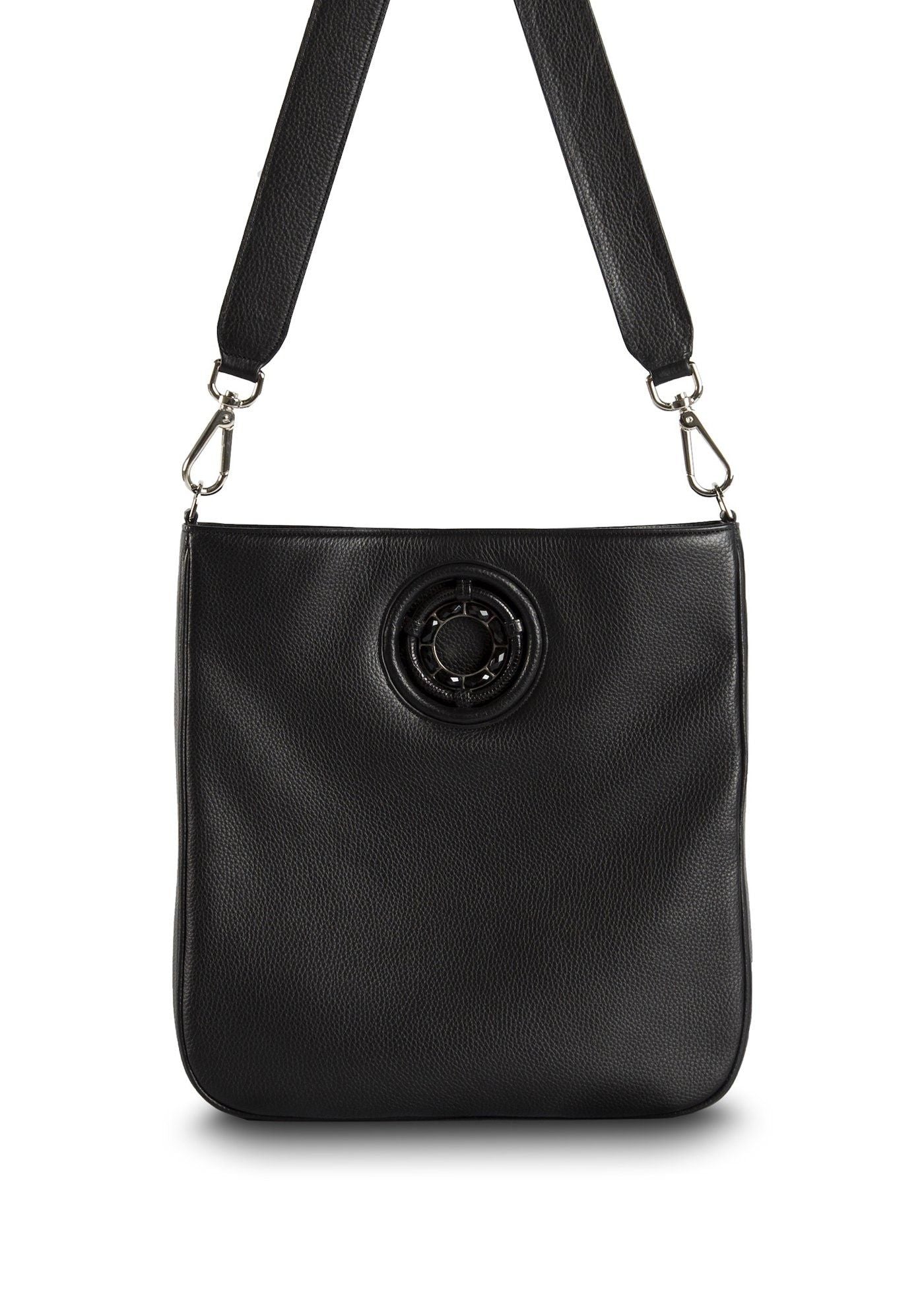 Black leather crossbody Cloe tote - Darby Scott