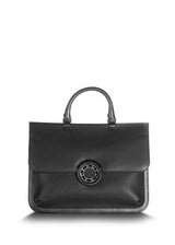 Black Leather Top Handle Saddle Bag with Black Onyx Grommet - Darby Scott