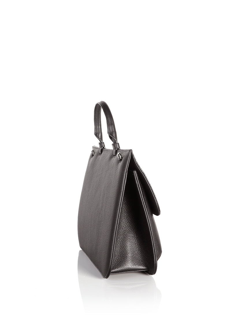 Side gusset on top handle brown leather saddle handbag - Darby Scott 