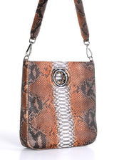 Side Gusset and Strap on Multi-Color Brown Python Cloe Tote - Darby Scott