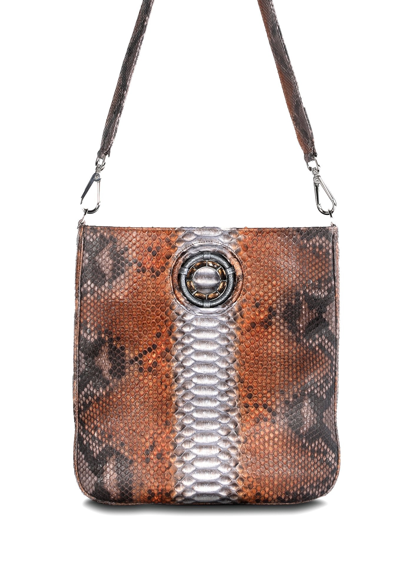 Multi-Brown Python Cloe Crossbody Tote - Darby Scott