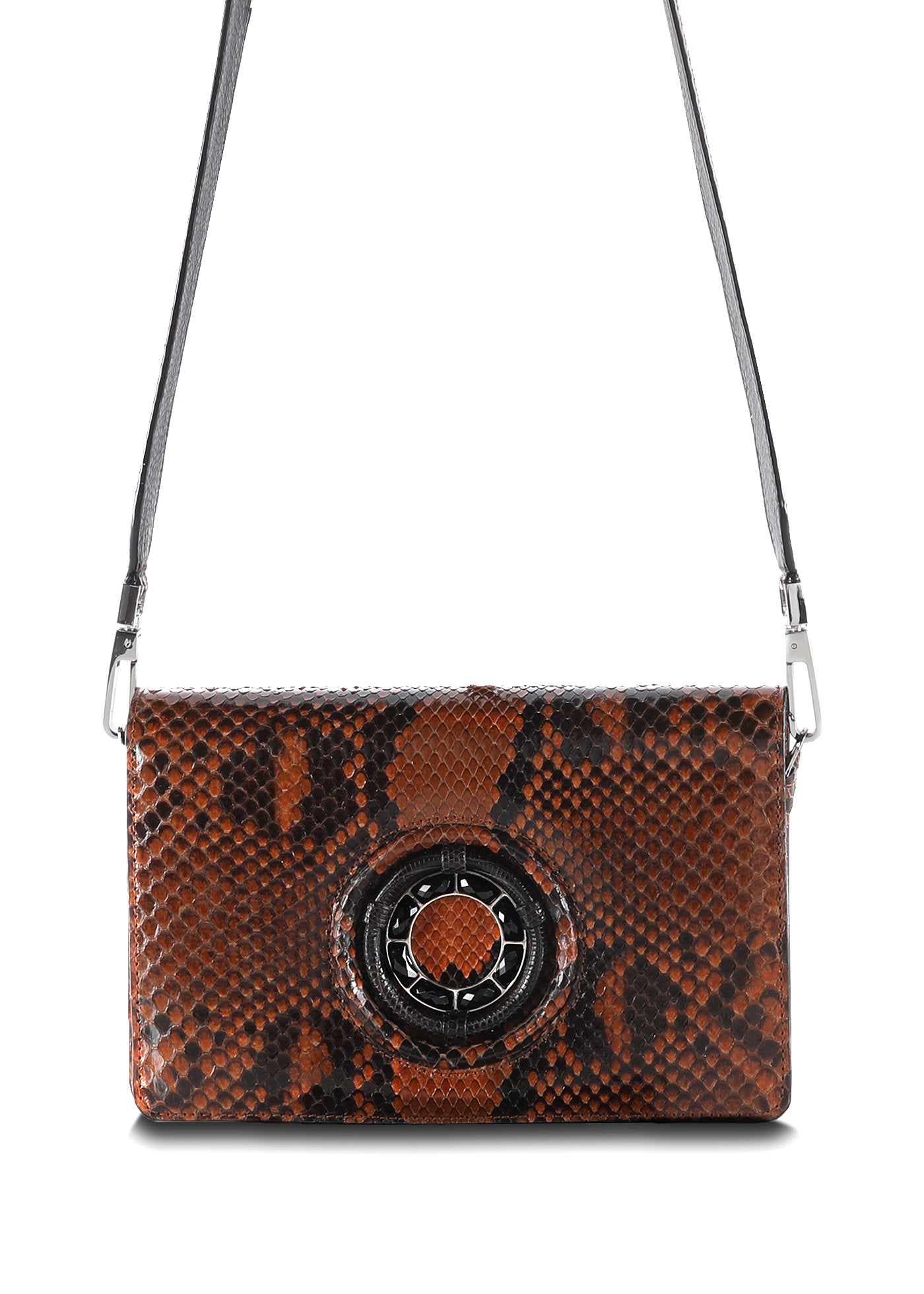 Cognac Python Anna Crossbody Clutch - Darby Scott