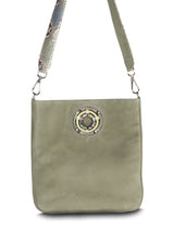 Green Suede Crossbody Tote with Python Strap - Darby Scott