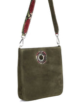 Side Gusset and Strap on Olive Suede Cloe Tote - Darby Scott