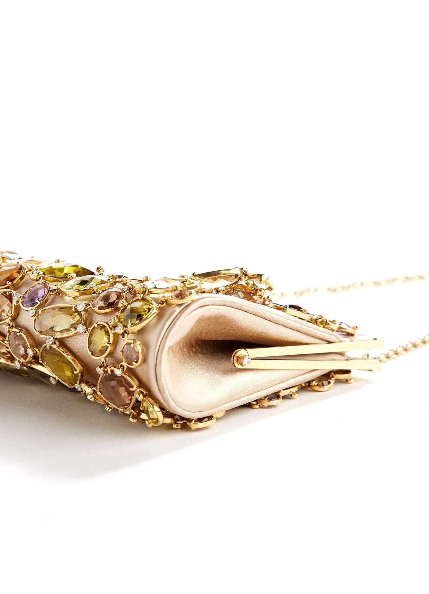 Side detail view gemstone & diamond Evening Handbag  - Darby Scott