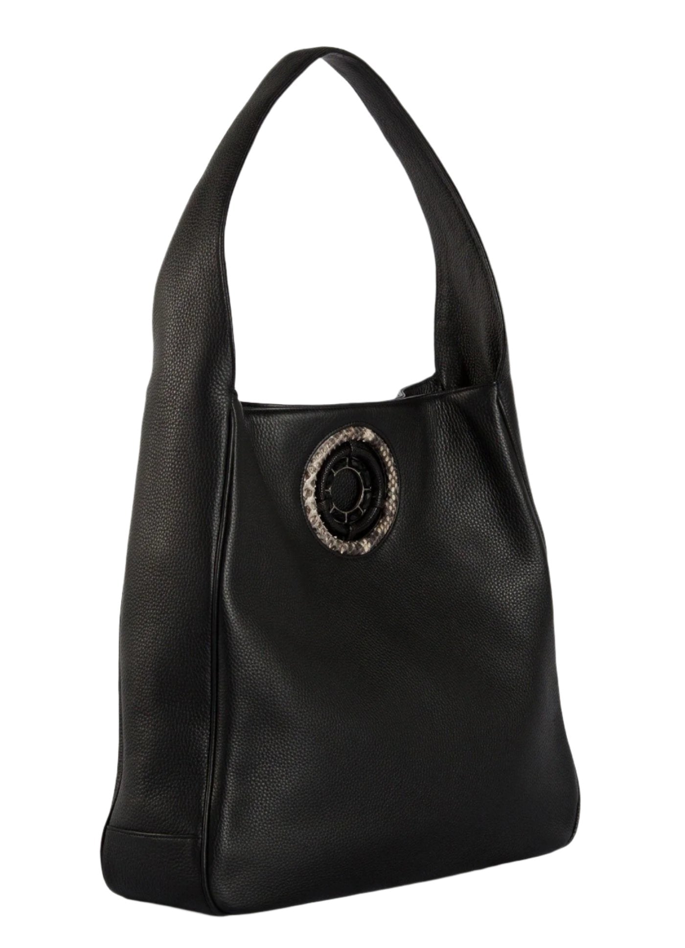 Side of Black Leather Paige Hobo with Black Onyx Grommet - Darby Scott