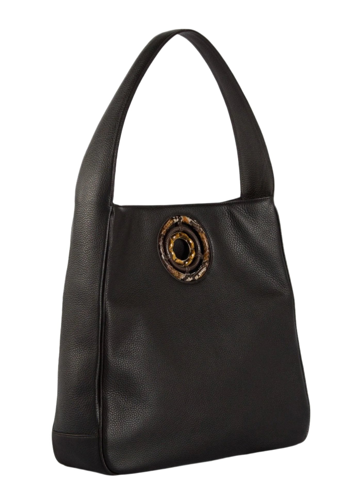 Side of Brown Leather Paige Hobo with Tiger Eye Grommet - Darby Scott