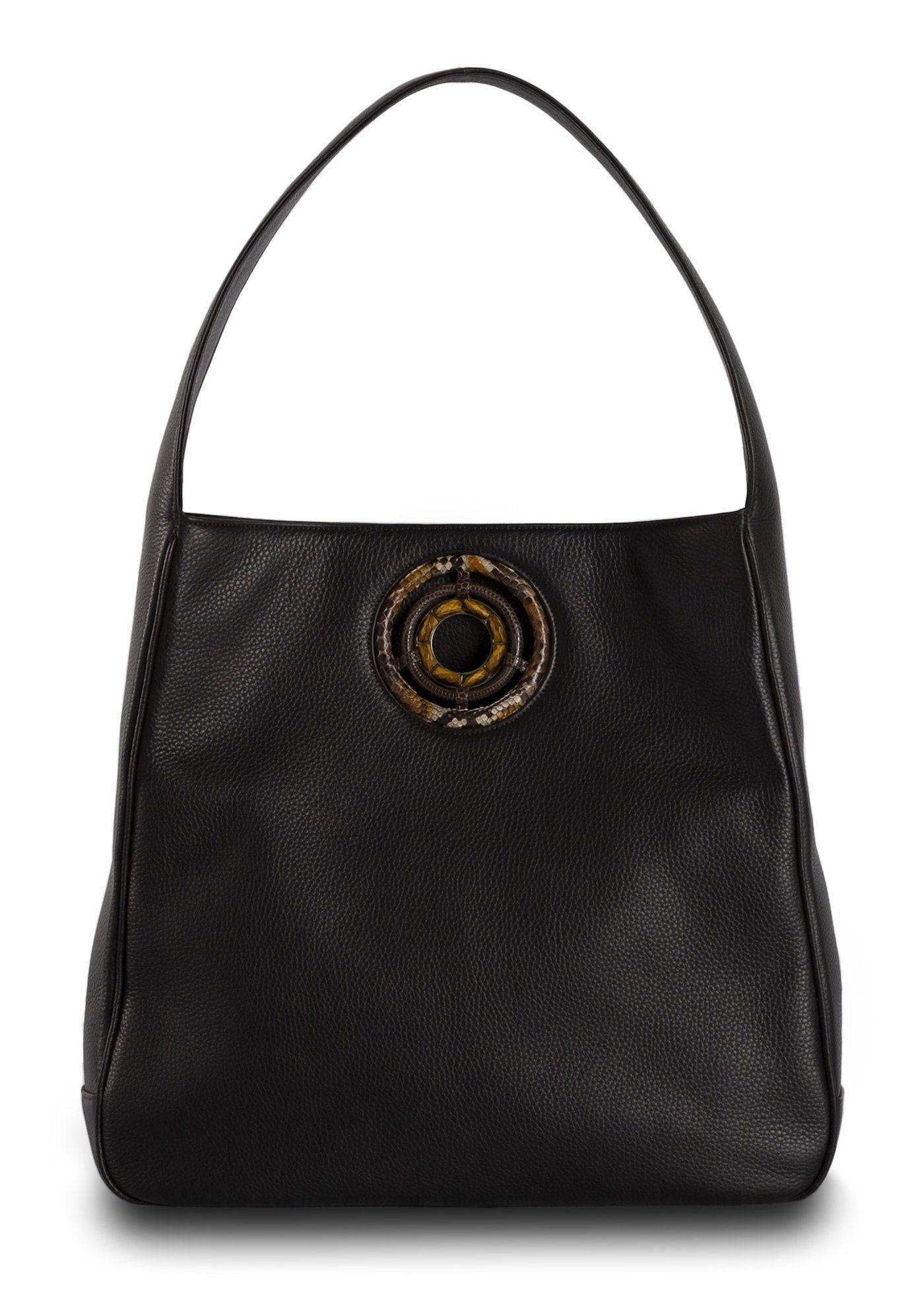 Brown Leather Paige Hobo with Tiger Eye Grommet - Darby Scott