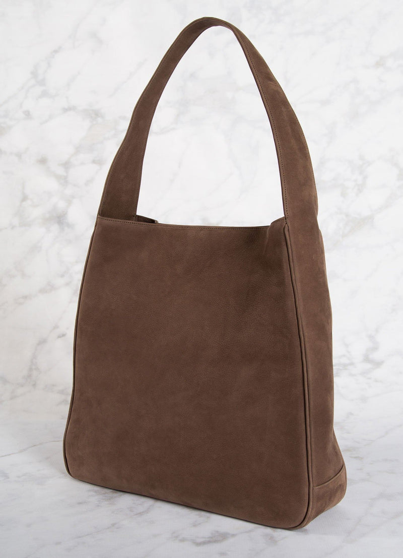 Back of Light Brown Sueded Nubuck Paige Hobo - Darby Scott