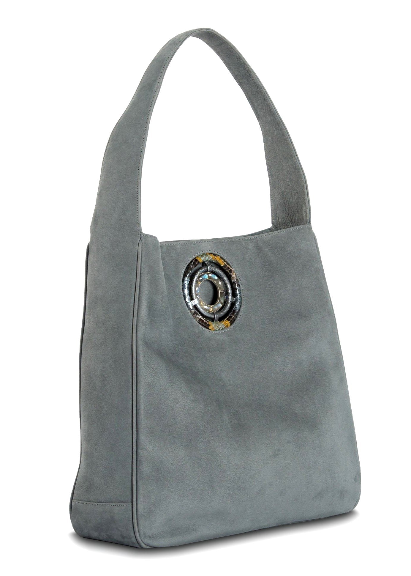 Side of Paige Hobo in Denim Suede Leather - Darby Scott