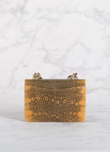 Back view of Apricot Ring Lizard and Rutilated Quartz Necklace Handbag mini - Darby Scott