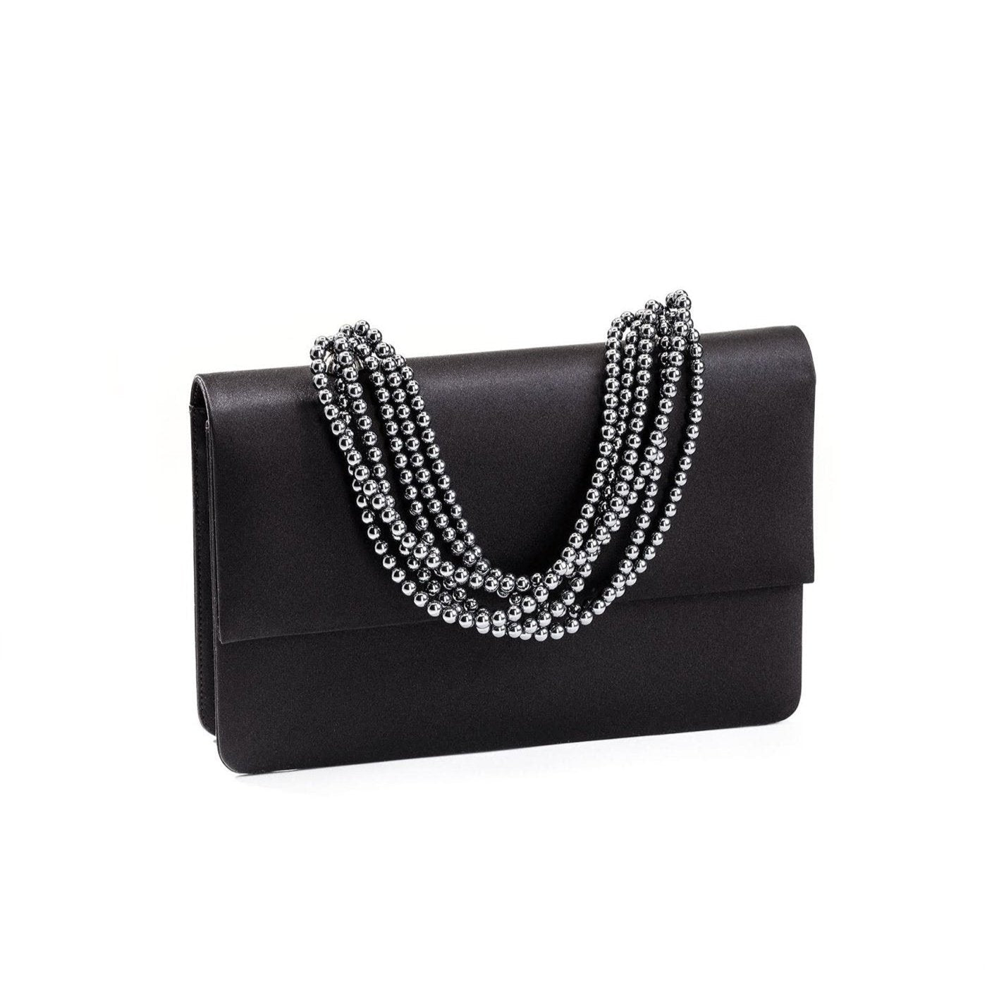 Black Silk and Hematite Necklace Handbag - Darby Scott