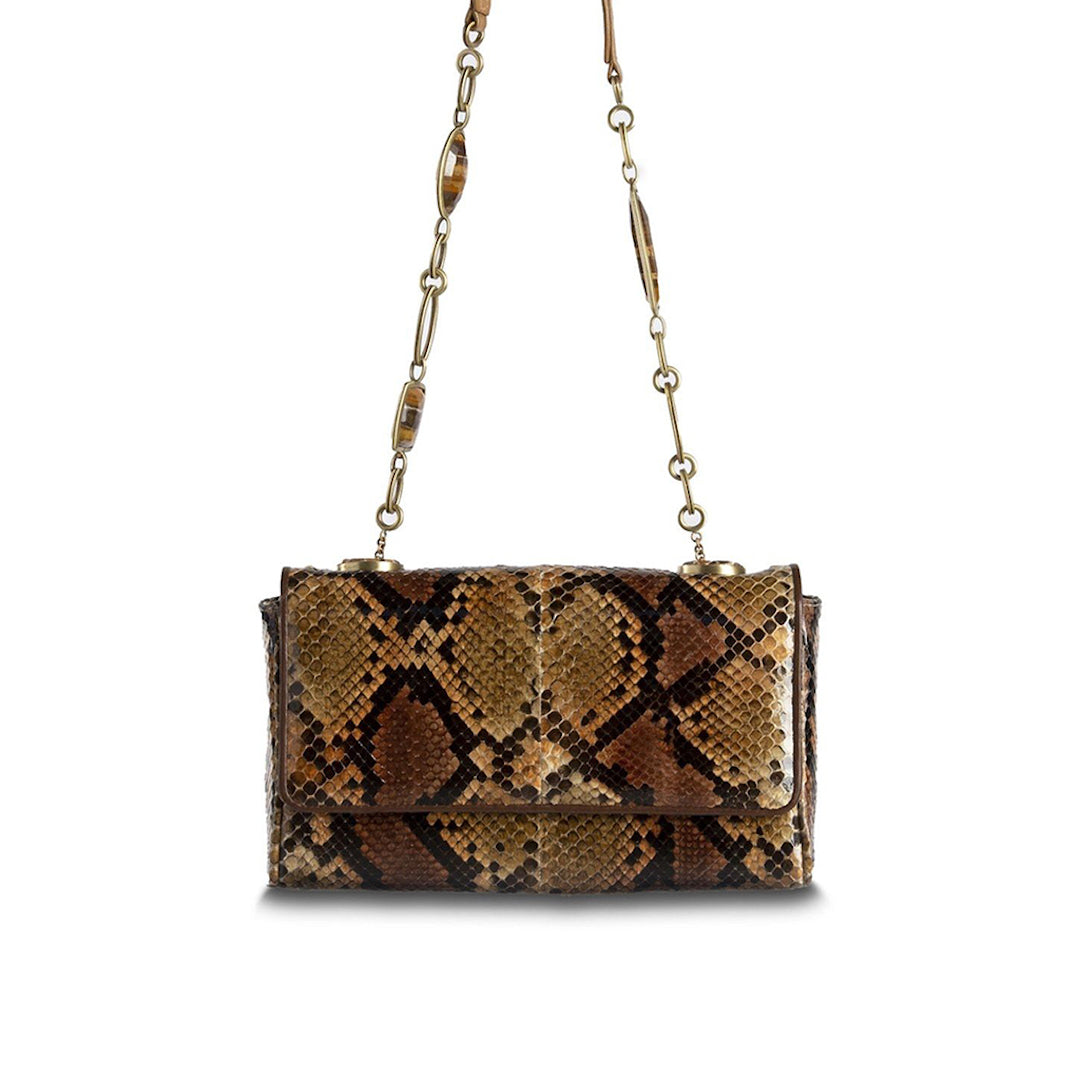 Brown and Black Chain & Jewel Mini Shoulder Bag - Darby Scott 