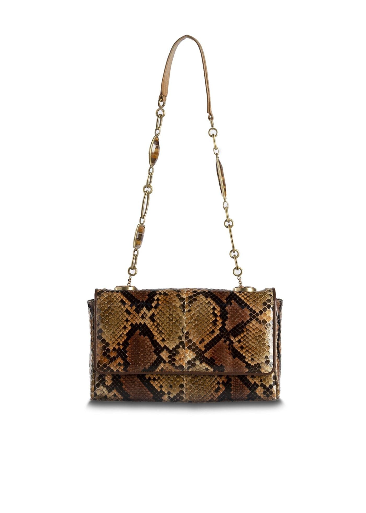 Brown and Black Chain & Jewel Mini Shoulder Bag - Darby Scott 