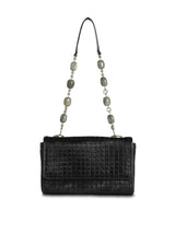 Black Embossed Haircalf Chain & Jewel mini Shoulder Bag - Darby Scott