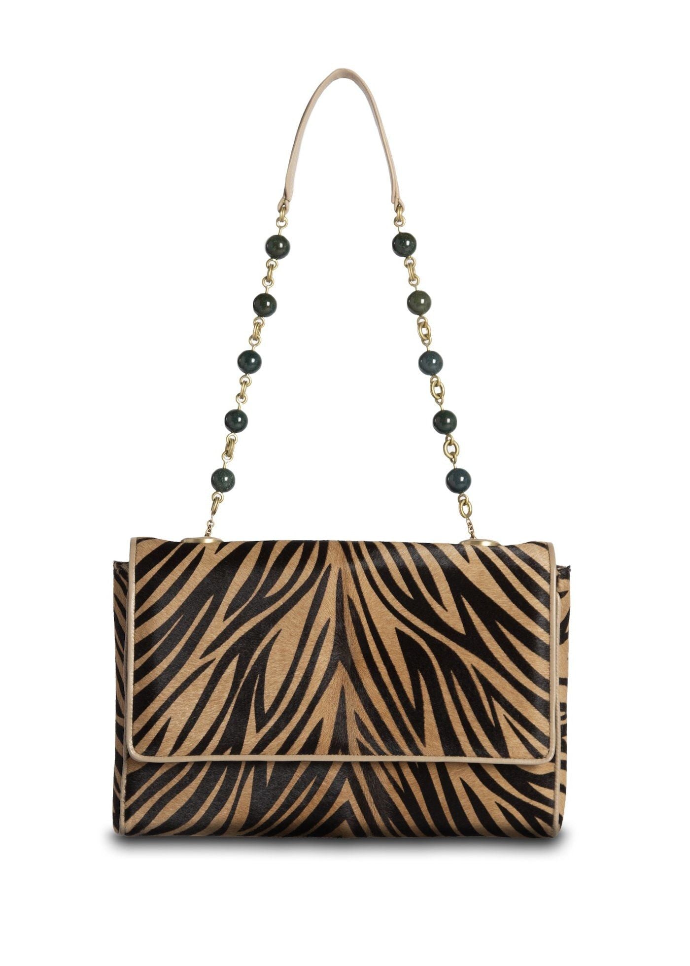 Animal Print Haircalf Chain & Jewel Shoulder Bag - Darby Scott