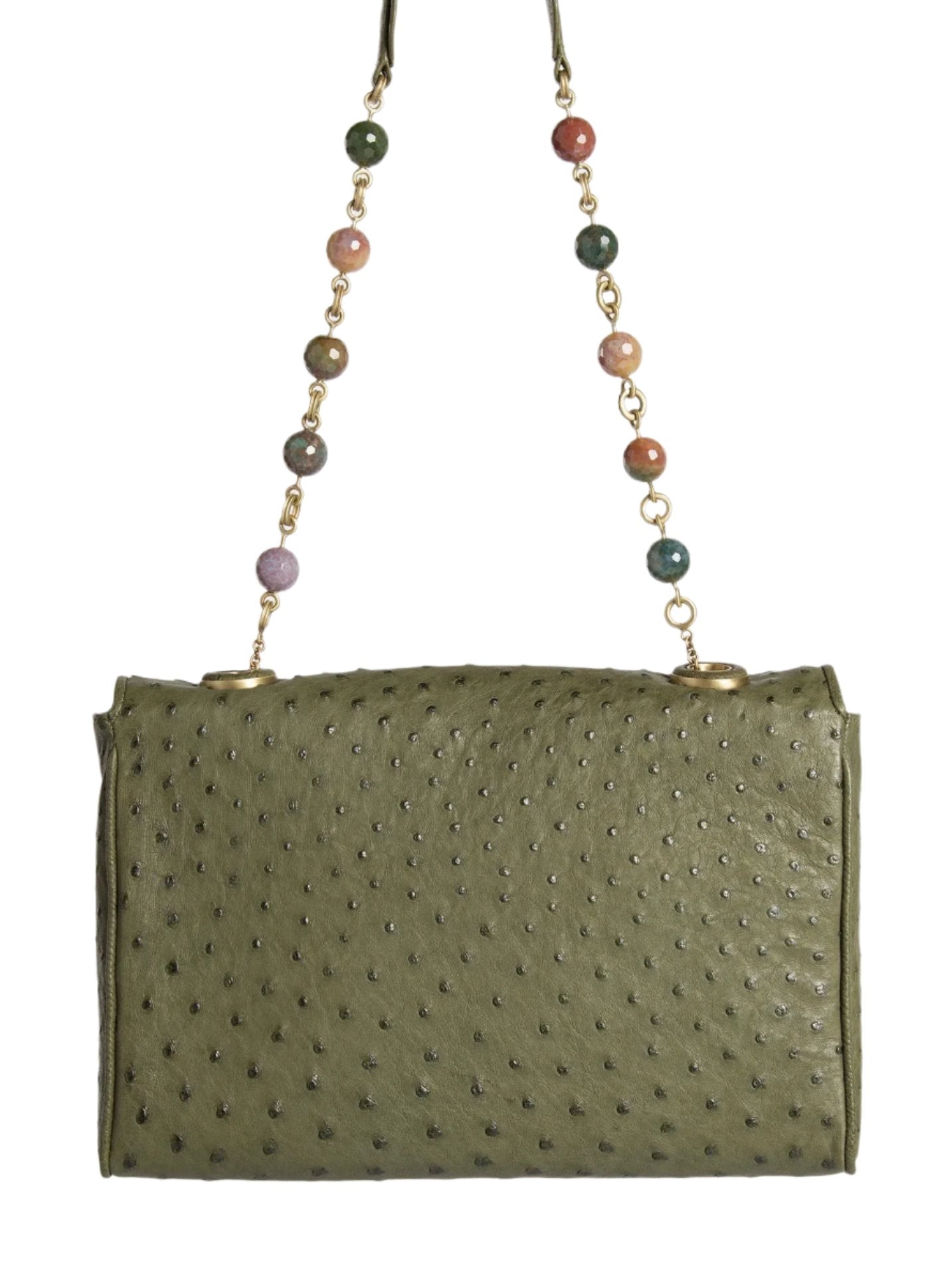 Olive Chain & Jewel Shoulder Bag, back view - Darby Scott