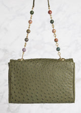 Olive Chain & Jewel Shoulder Bag, back view - Darby Scott