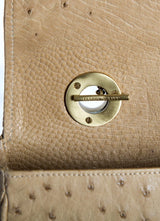 Interior view of handle toggle on Tan Shoulder Bag - Darby Scott