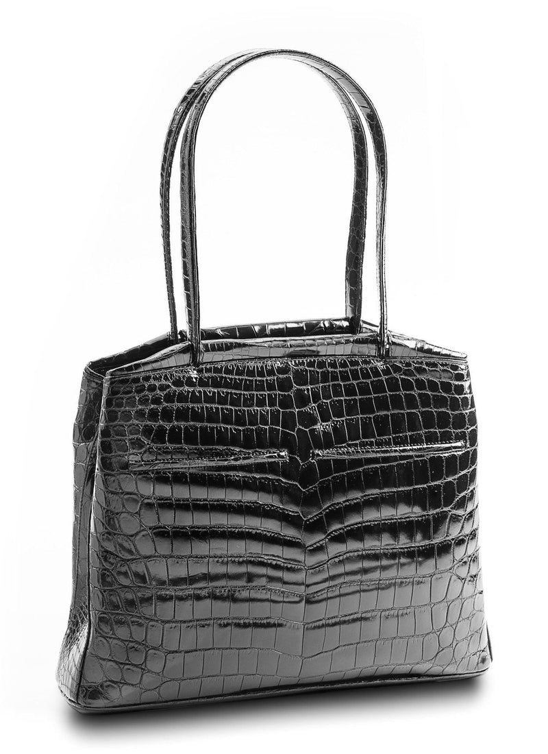 Back view of Black Niloticus Crocodile Crawford Tote  - Darby Scott