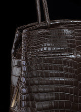 Detail view of Brown Niloticus Crocodile on Crawford Tote - Darby Scott