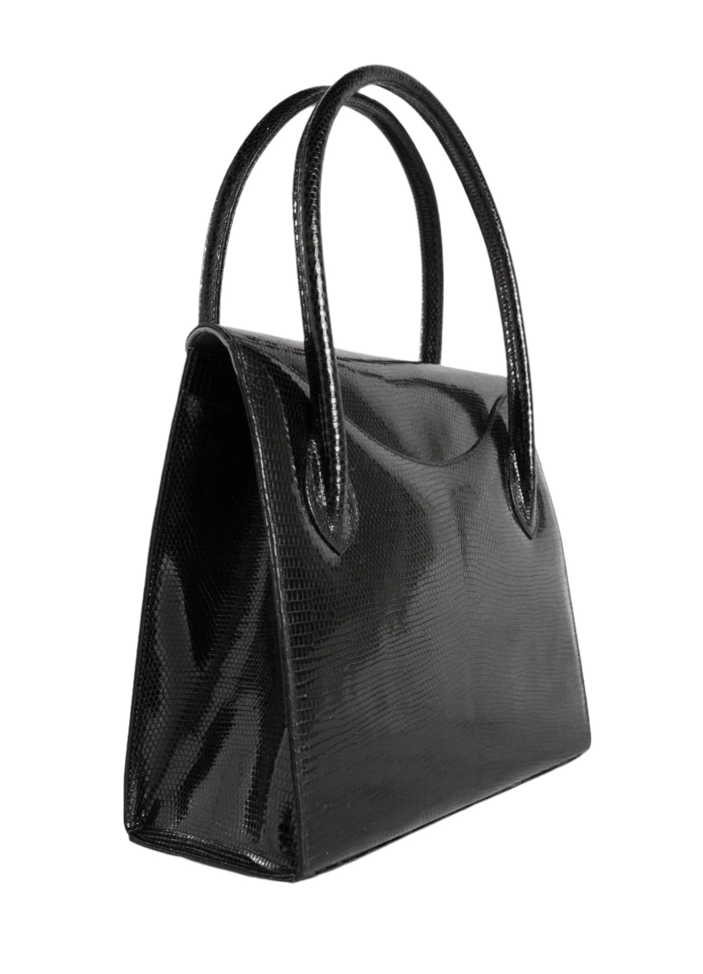 Back of Thompson "O" Tote in Black Lizard - Darby Scott