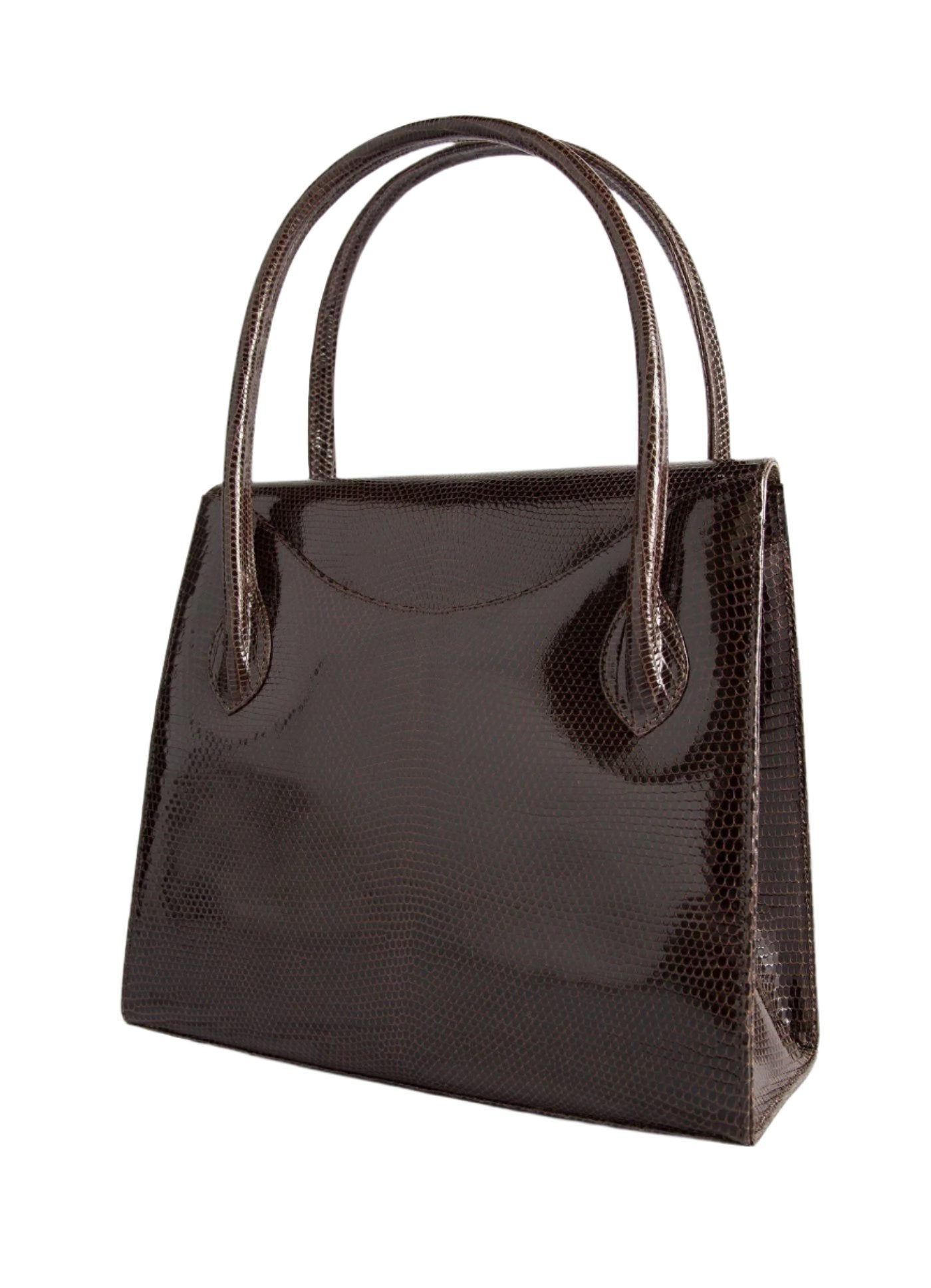 Back of Thompson "O" Tote in Brown Lizard - Darby Scott