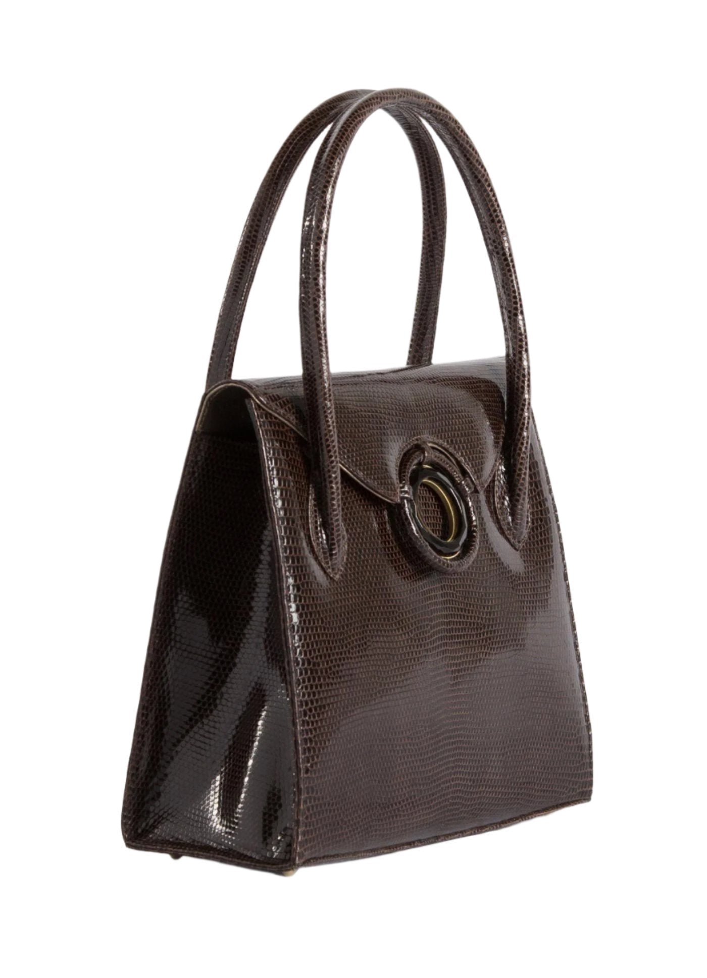 Side of Brown Lizard Thompson "O" Tote - Darby Scott