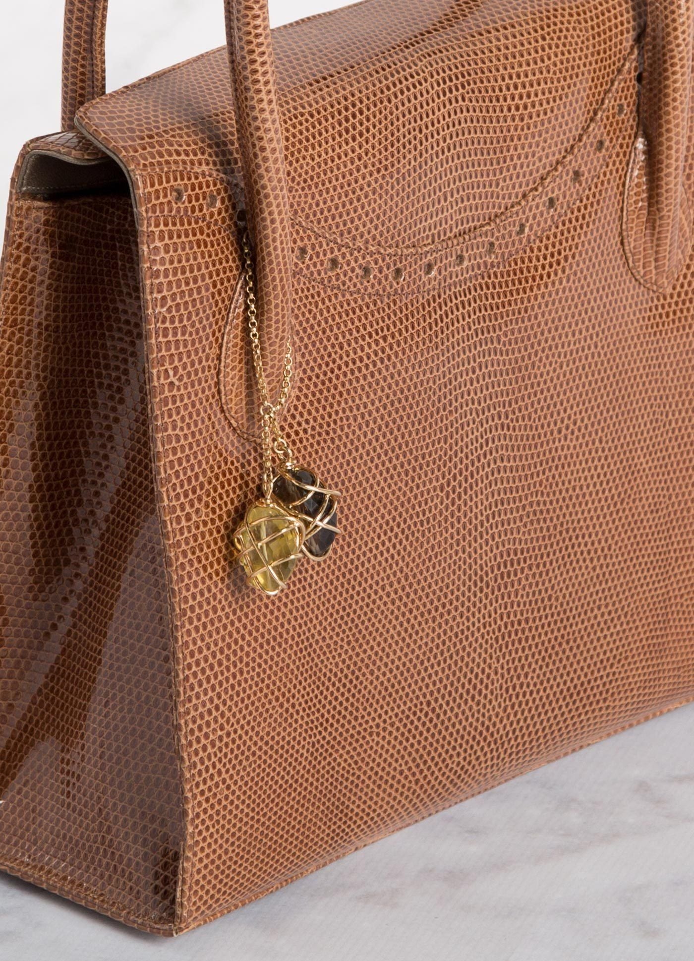 Detail of Citrine & Smokey Topaz Fob on Tote - Darby Scott