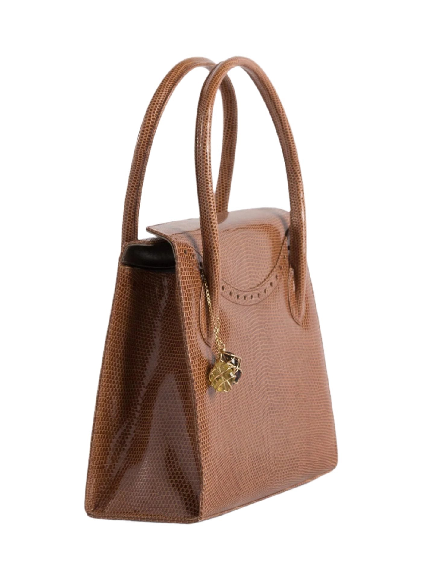 Side of Cognac Lizard Thompson Tote - Darby Scott