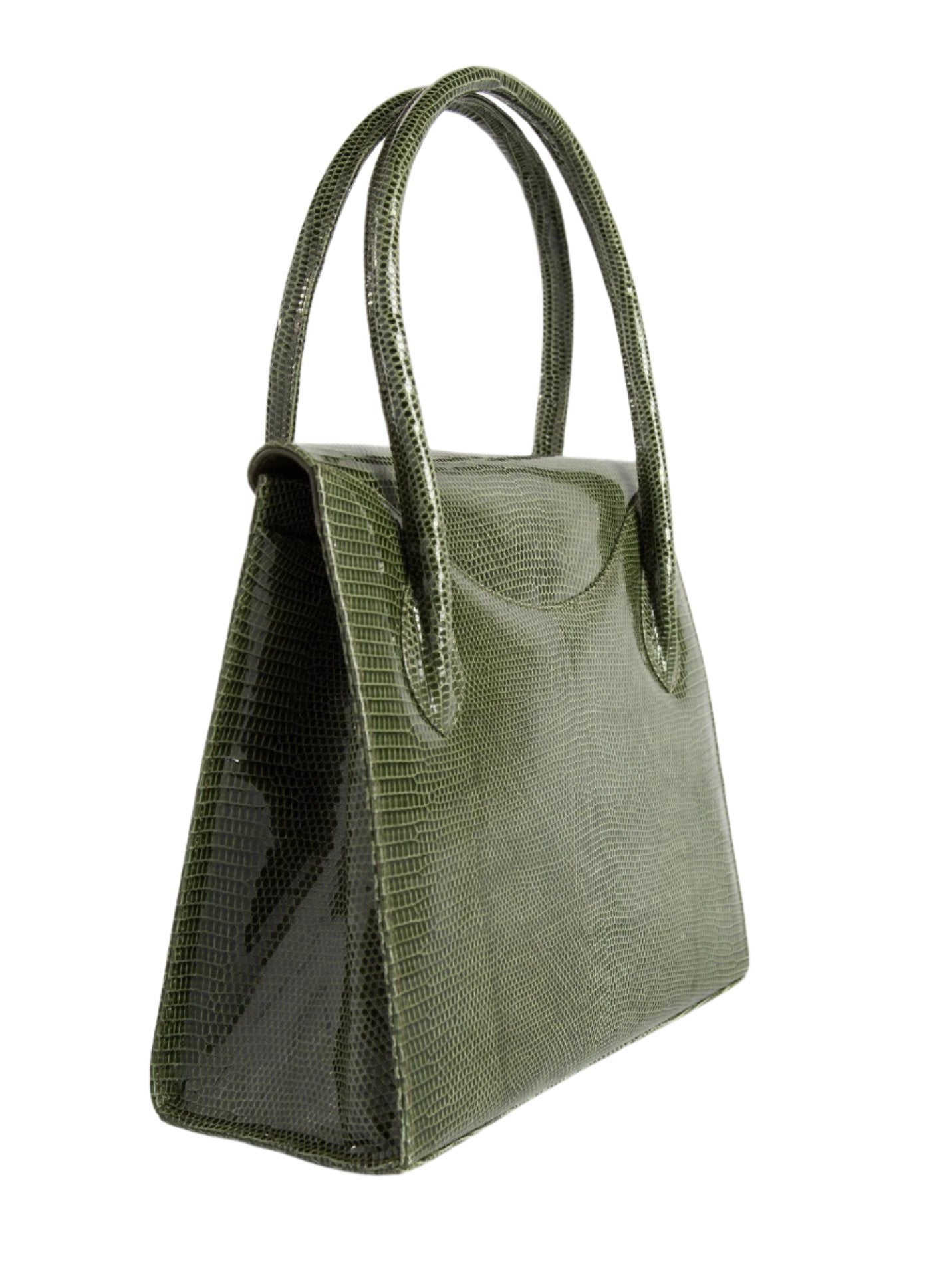 Back of Thompson "O" Tote in OIive Lizard - Darby Scott