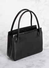 Black Ostrich Leg Blair Open Tote with Silver Accents back view - Darby Scott