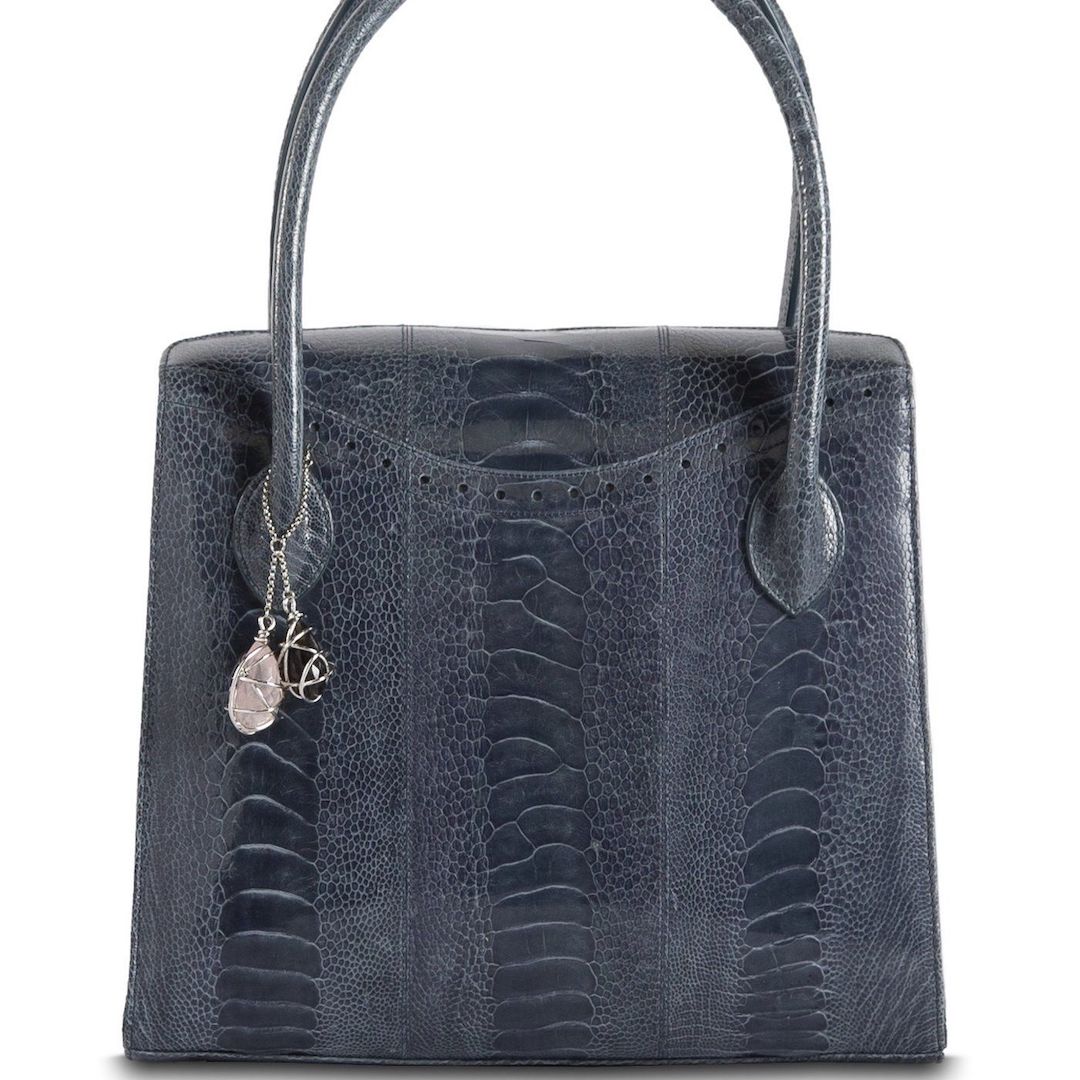 Thompson Tote in Denim Ostrich Leg  - Darby Scott