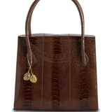 Thompson Tote in Cognac Ostrich Leg with Citrine Fob - Darby Scott