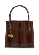 Thompson Tote in Cognac Ostrich Leg with Citrine Fob - Darby Scott